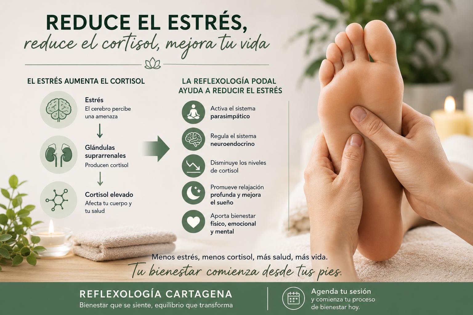 Descubre cómo la reflexología ayuda a regular la hormona del estrés y a devolverle el equilibrio natural a tu organismo.